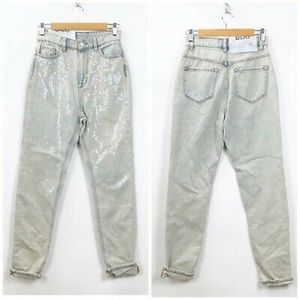 BDG mom High Rise sequin light wash jeans